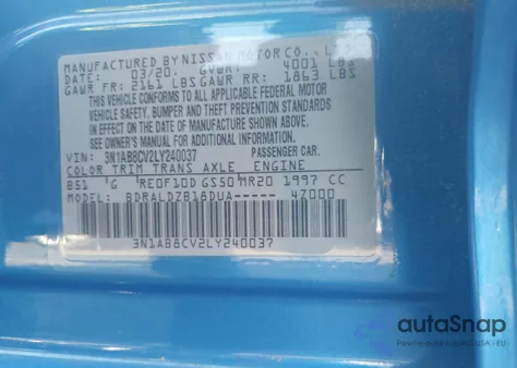 2020 Nissan Sentra Sv Xtronic Cvt из США, поврежденный, VIN 3N1AB8CV2LY240037